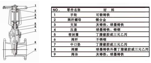 明桿閘閥結構圖